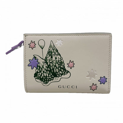 Gucci Wallet Leather Beige Multicolor Silver