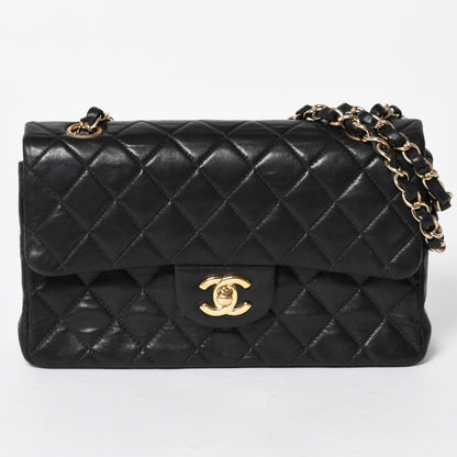 Chanel Quilted 23 Double Flap Chain Shoulder Bag CC Logo Lambskin Black