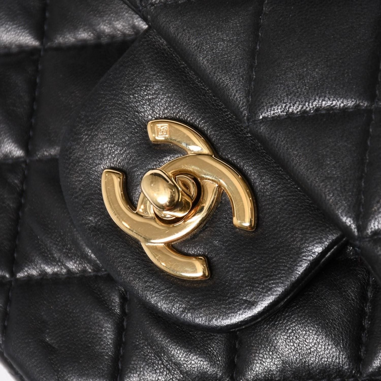Chanel Quilted 23 Double Flap Chain Shoulder Bag CC Logo Lambskin Black — view 7