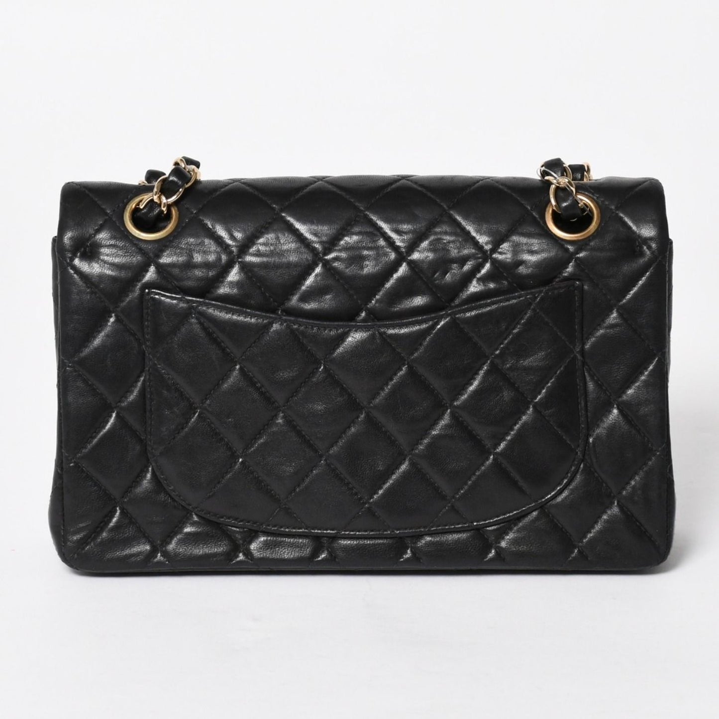 Chanel Quilted 23 Double Flap Chain Shoulder Bag CC Logo Lambskin Black — view 2