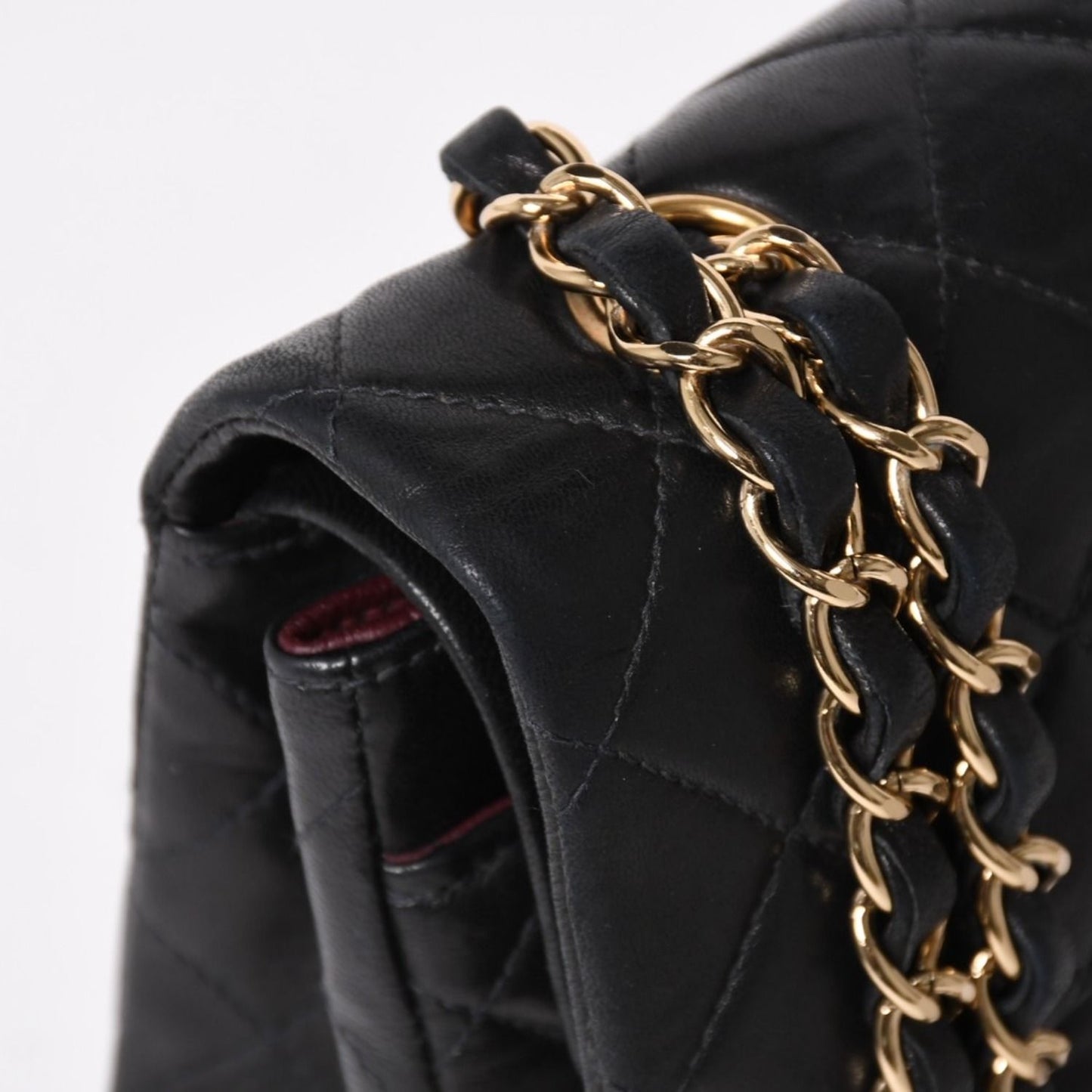 Chanel Quilted 23 Double Flap Chain Shoulder Bag CC Logo Lambskin Black — view 4