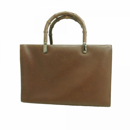 Gucci Handbag Bamboo 002 Leather Brown Silver