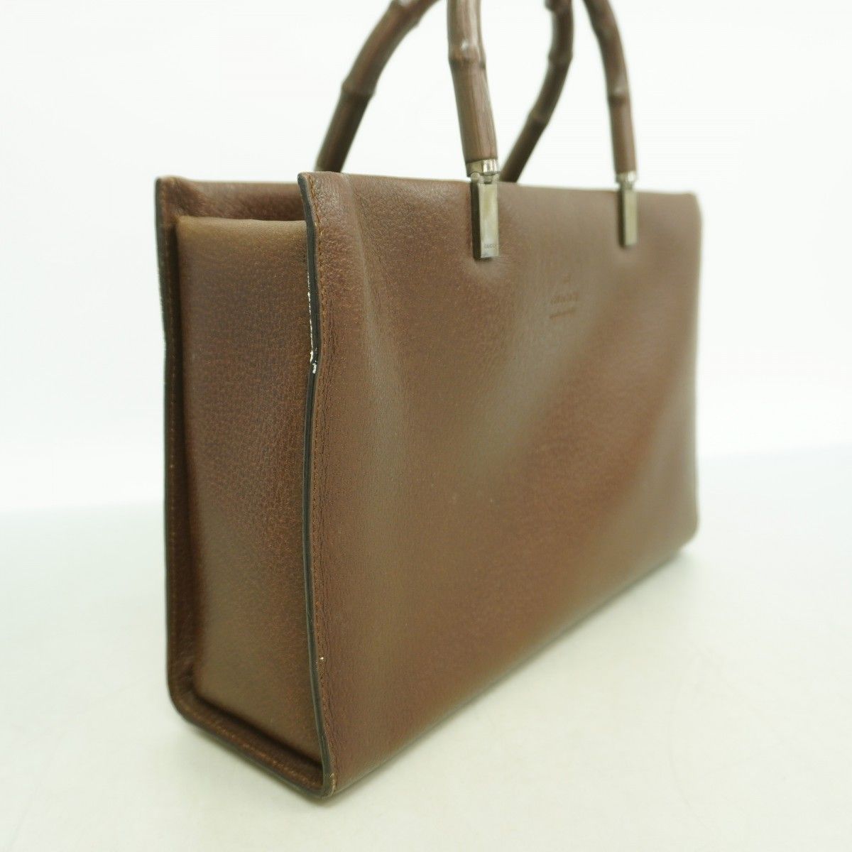 Gucci Handbag Bamboo 002 Leather Brown Silver — view 2