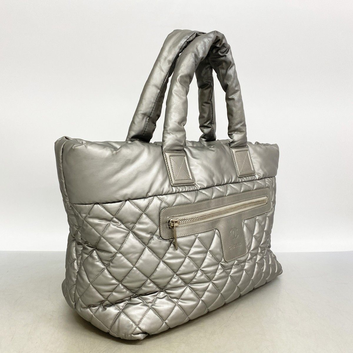 Chanel Tote Nylon Gray Silver — view 2