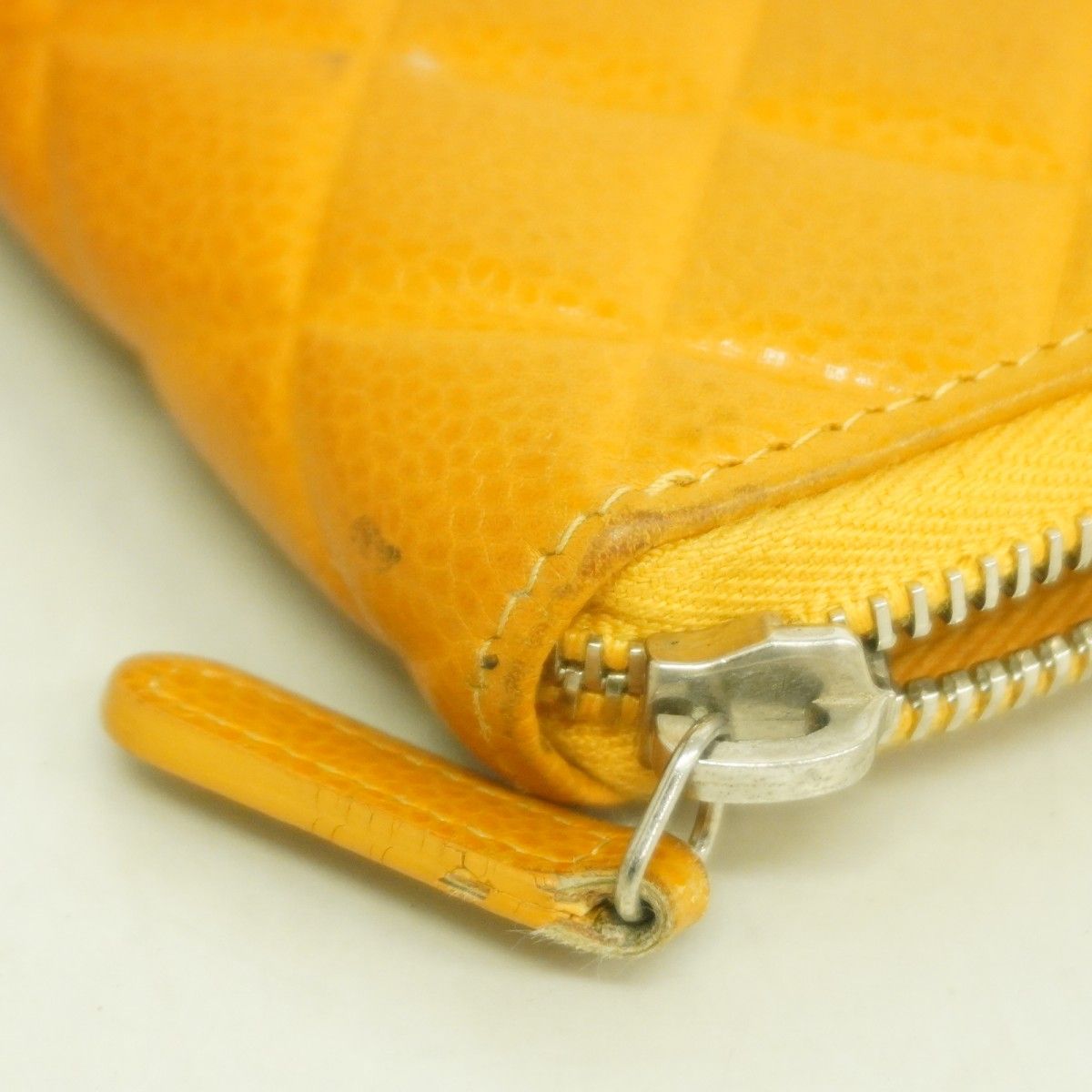 Chanel Wallet Quilted Caviar Leather Orange Silver — view 5