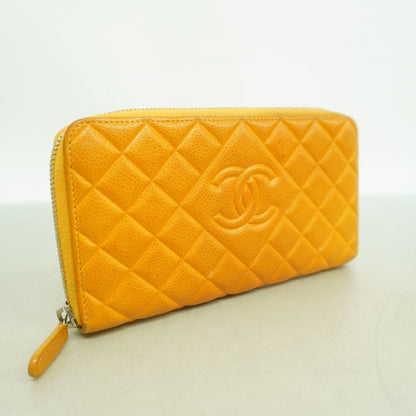 Chanel Wallet Quilted Caviar Leather Orange Silver — view 2