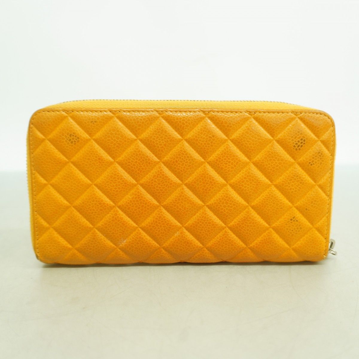 Chanel Wallet Quilted Caviar Leather Orange Silver — view 8