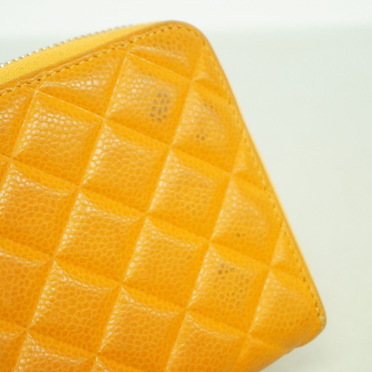 Chanel Wallet Quilted Caviar Leather Orange Silver — view 7
