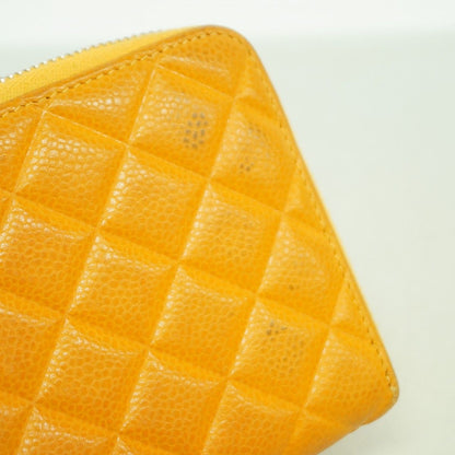 Chanel Wallet Quilted Caviar Leather Orange Silver — view 7