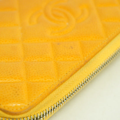 Chanel Wallet Quilted Caviar Leather Orange Silver — view 6
