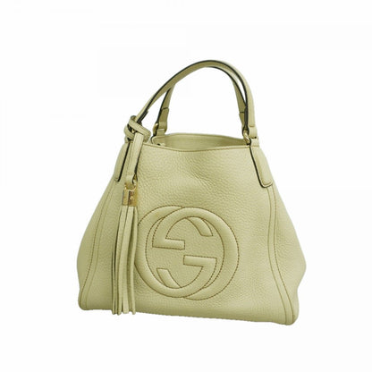 Gucci Handbag Leather Ivory Chien Panning Gold