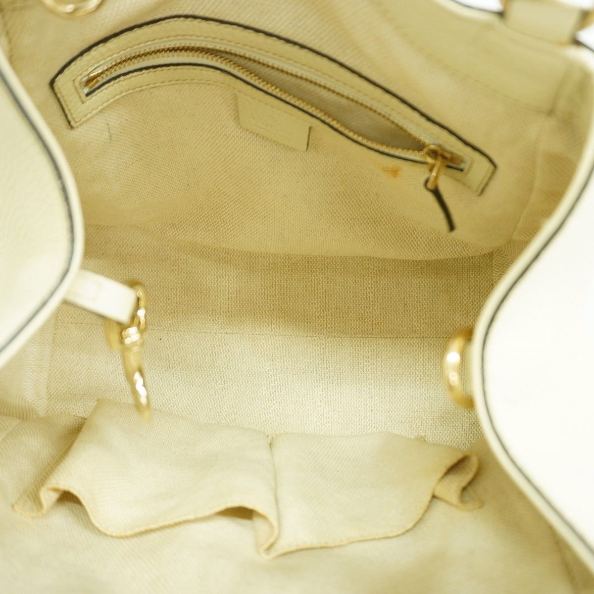 Gucci Handbag Leather Ivory Chien Panning Gold — view 4