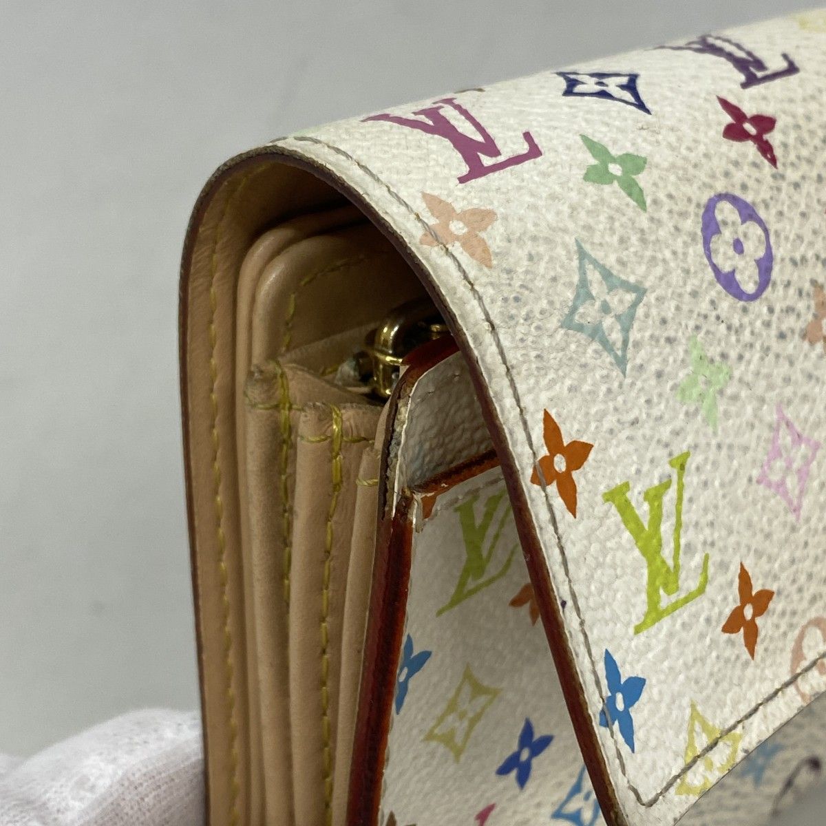 Louis Vuitton Tri Foldwallet Monogram Multicolor Portefeuille Blanc Wallet — view 7