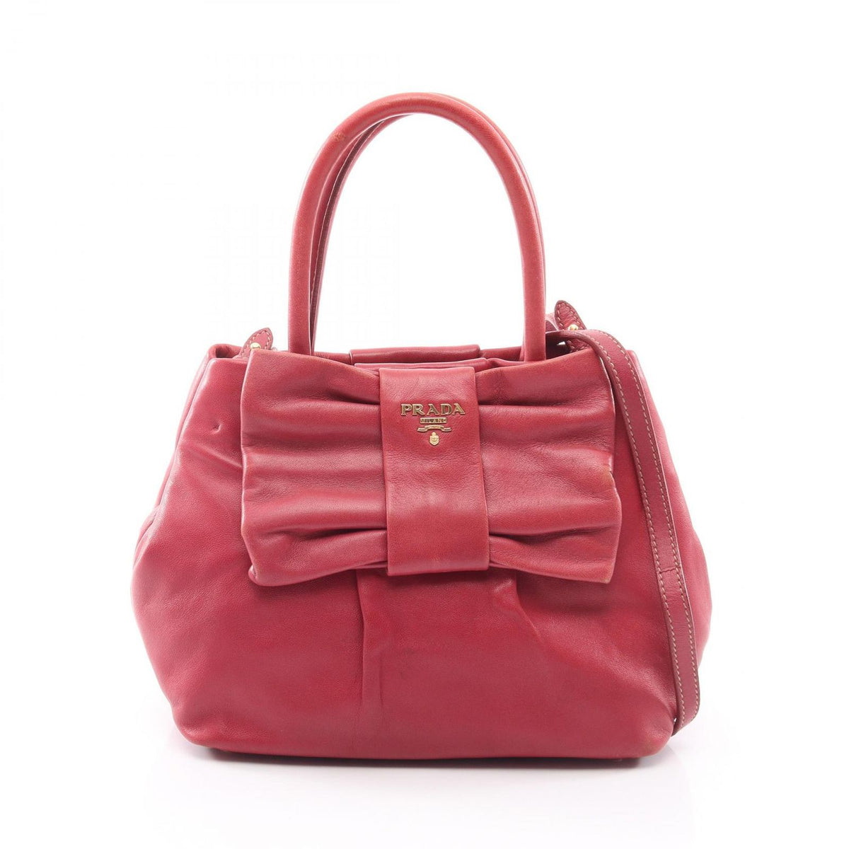 Prada Handbag Nappa Fiocco 2-Way Pink Leather Ribbon Shoulder