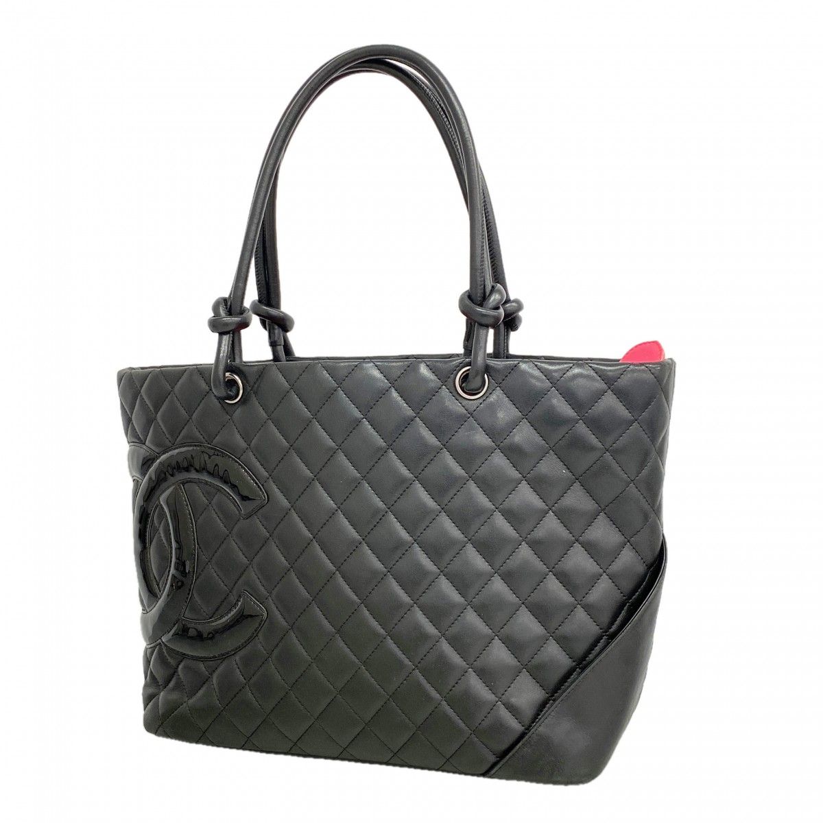 Chanel Tote Cambon Lambskin Black Silver