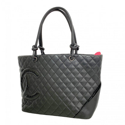 Chanel Tote Cambon Lambskin Black Silver