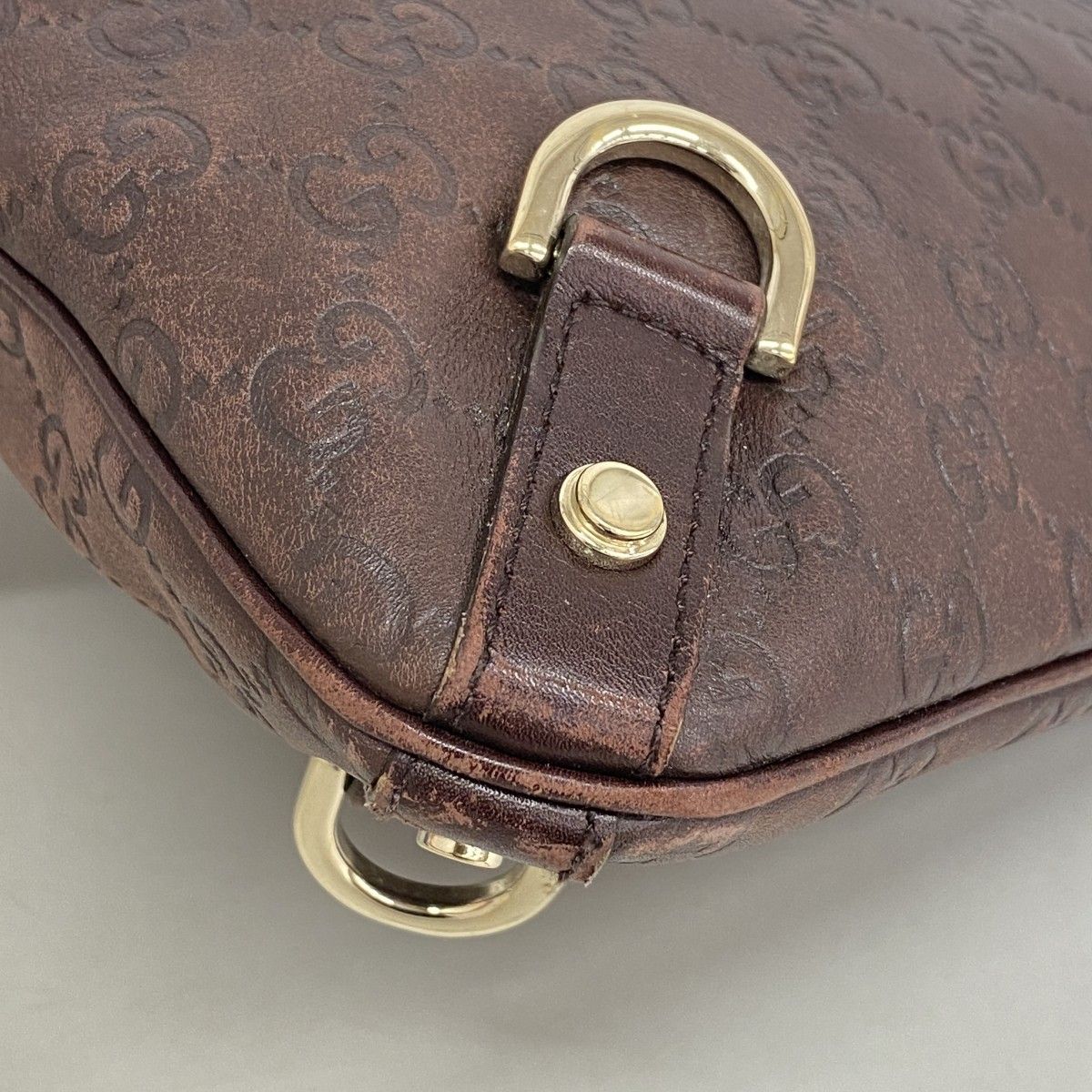 Gucci Shoulder Bag Guccissima Leather Brown Chien Panning Gold — view 6