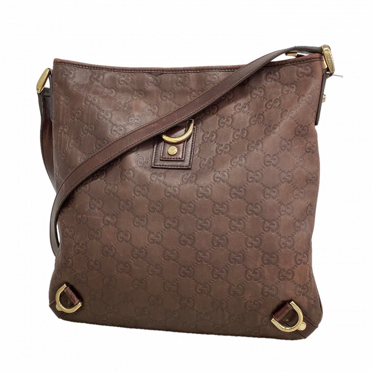 Gucci Shoulder Bag Guccissima Leather Brown Chien Panning Gold