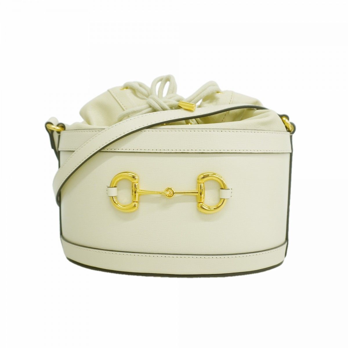 Gucci Shoulder Bag Horsebit Leather Ivory Gold