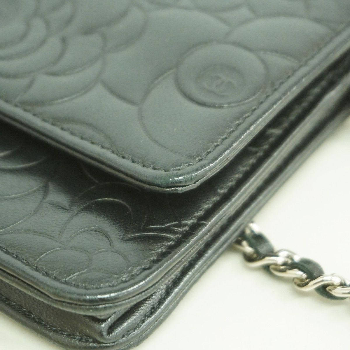 Chanel Shoulder Bag Camellia Lambskin Black Silver — view 6
