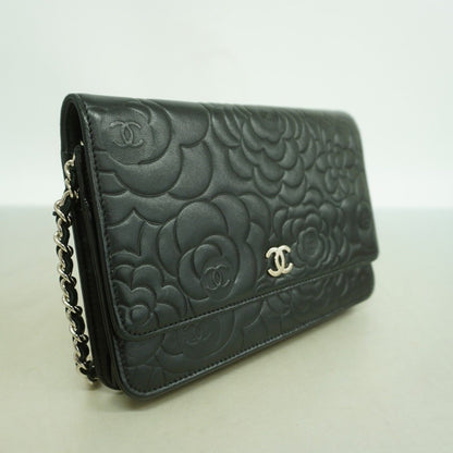 Chanel Shoulder Bag Camellia Lambskin Black Silver — view 2