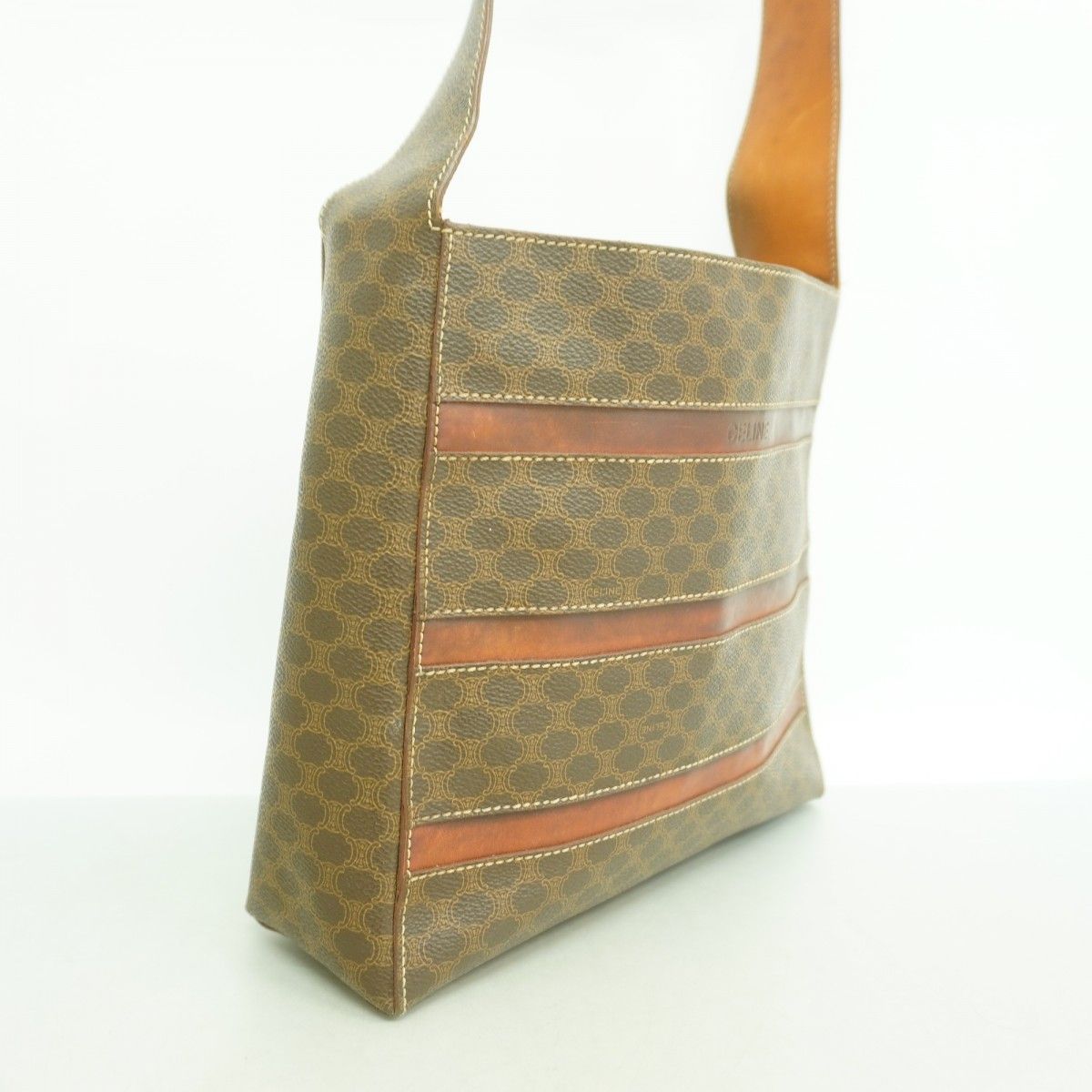 Celine Shoulder Bag Macadam Brown Gold — view 2