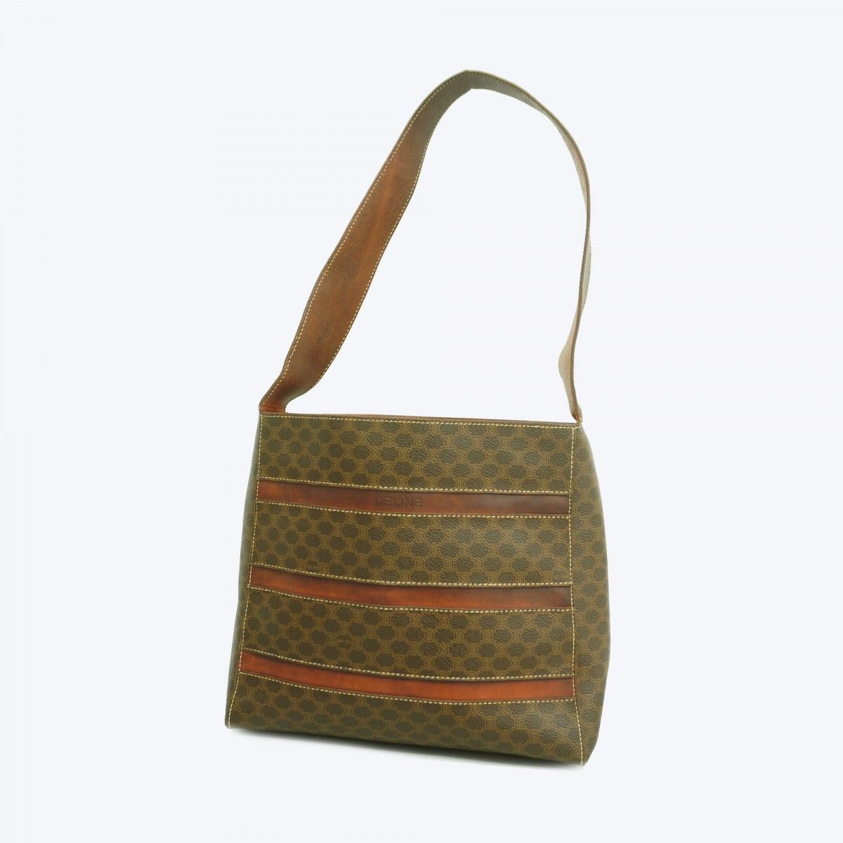 Celine Shoulder Bag Macadam Brown Gold