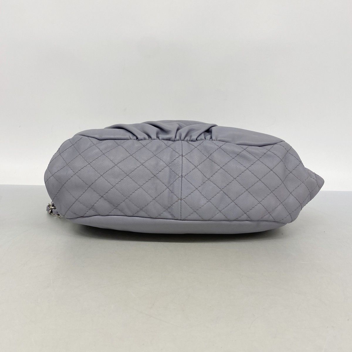 Chanel Chain Tote Quilted Caviar Leather Blue Gray Silver — view 3