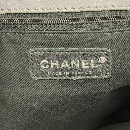 Chanel Chain Tote Quilted Caviar Leather Blue Gray Silver — view 5