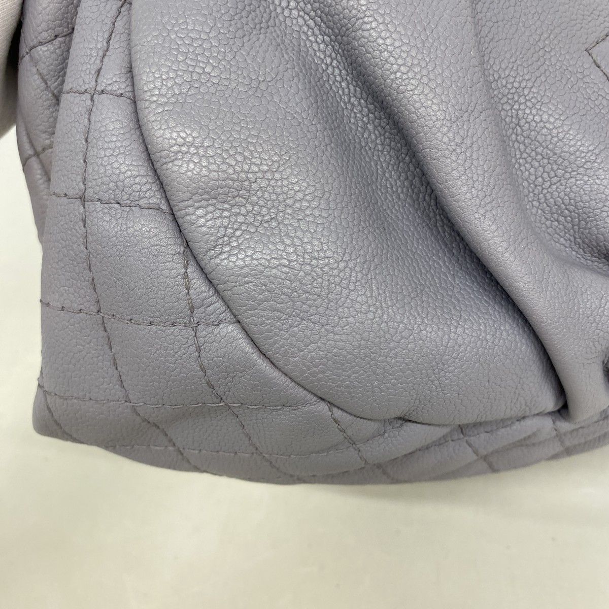Chanel Chain Tote Quilted Caviar Leather Blue Gray Silver — view 8