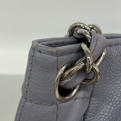 Chanel Chain Tote Quilted Caviar Leather Blue Gray Silver — view 6