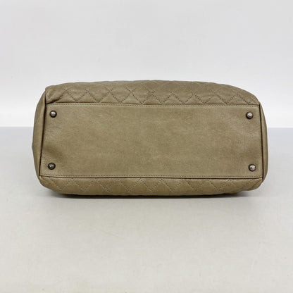 Chanel Shoulder Bag Quilted Caviar Leather Brown Silver — view 3