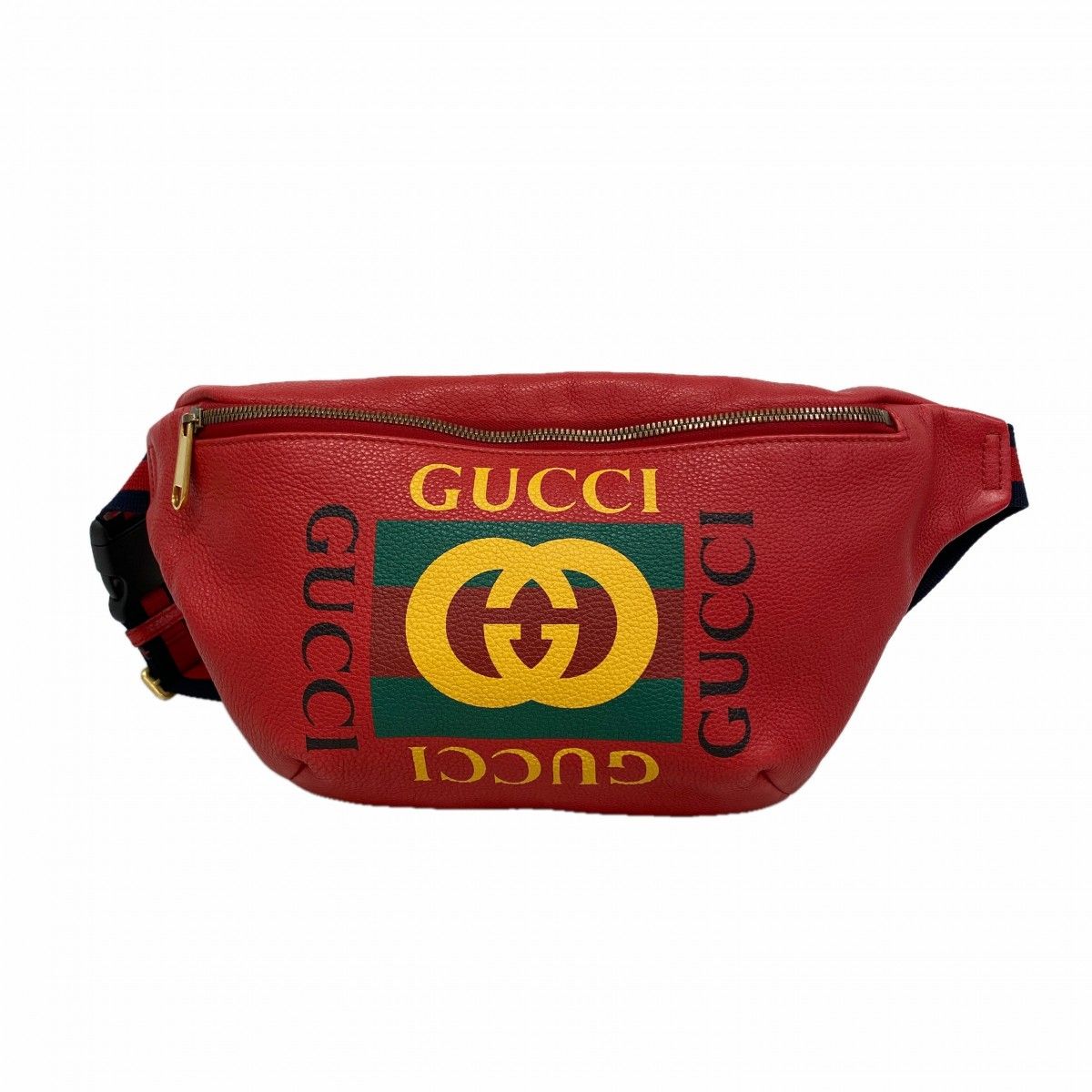 Gucci Waist Bag Leather Red Gold