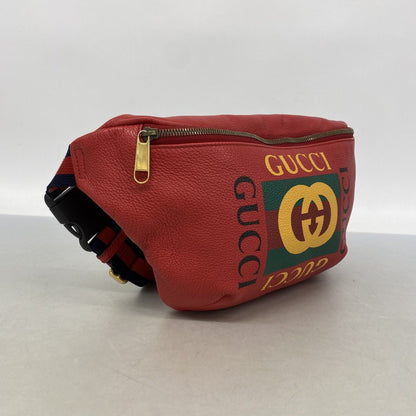 Gucci Waist Bag Leather Red Gold — view 2