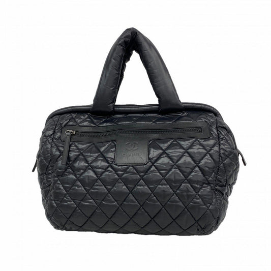 Chanel Handbag Nylon Black Silver