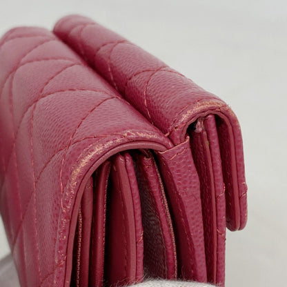 Chanel Trifold Wallet Quilted Caviar Leather Pink Gold — view 6
