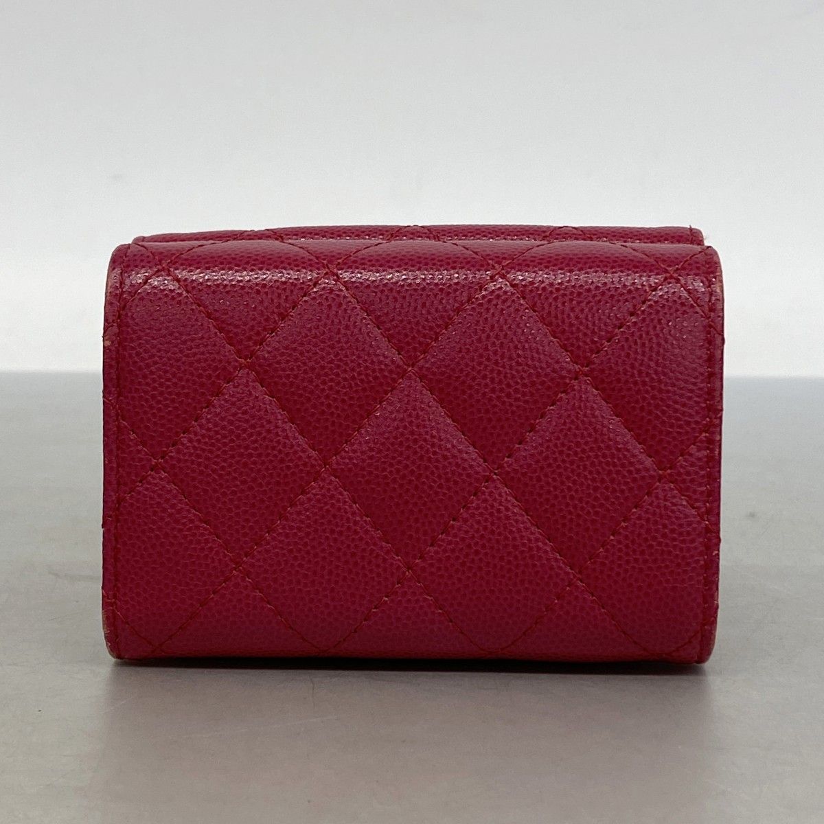 Chanel Trifold Wallet Quilted Caviar Leather Pink Gold — view 8
