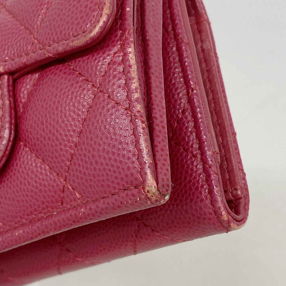 Chanel Trifold Wallet Quilted Caviar Leather Pink Gold — view 5