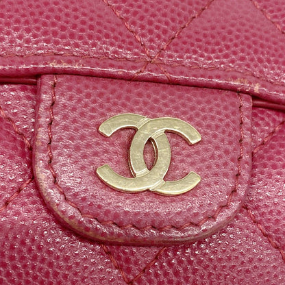 Chanel Trifold Wallet Quilted Caviar Leather Pink Gold — view 7