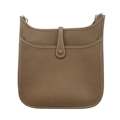 Hermes Shoulder Bag Taurillon Clemence Etoupe Silver — view 8