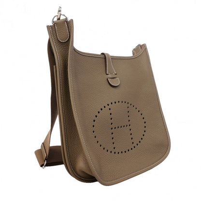 Hermes Shoulder Bag Taurillon Clemence Etoupe Silver — view 2