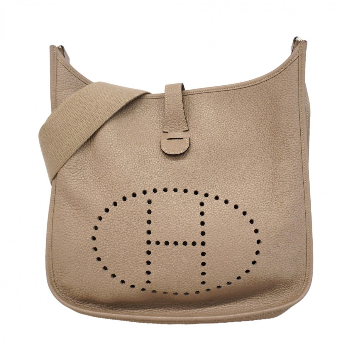 Hermes Shoulder Bag Taurillon Clemence Gray Silver