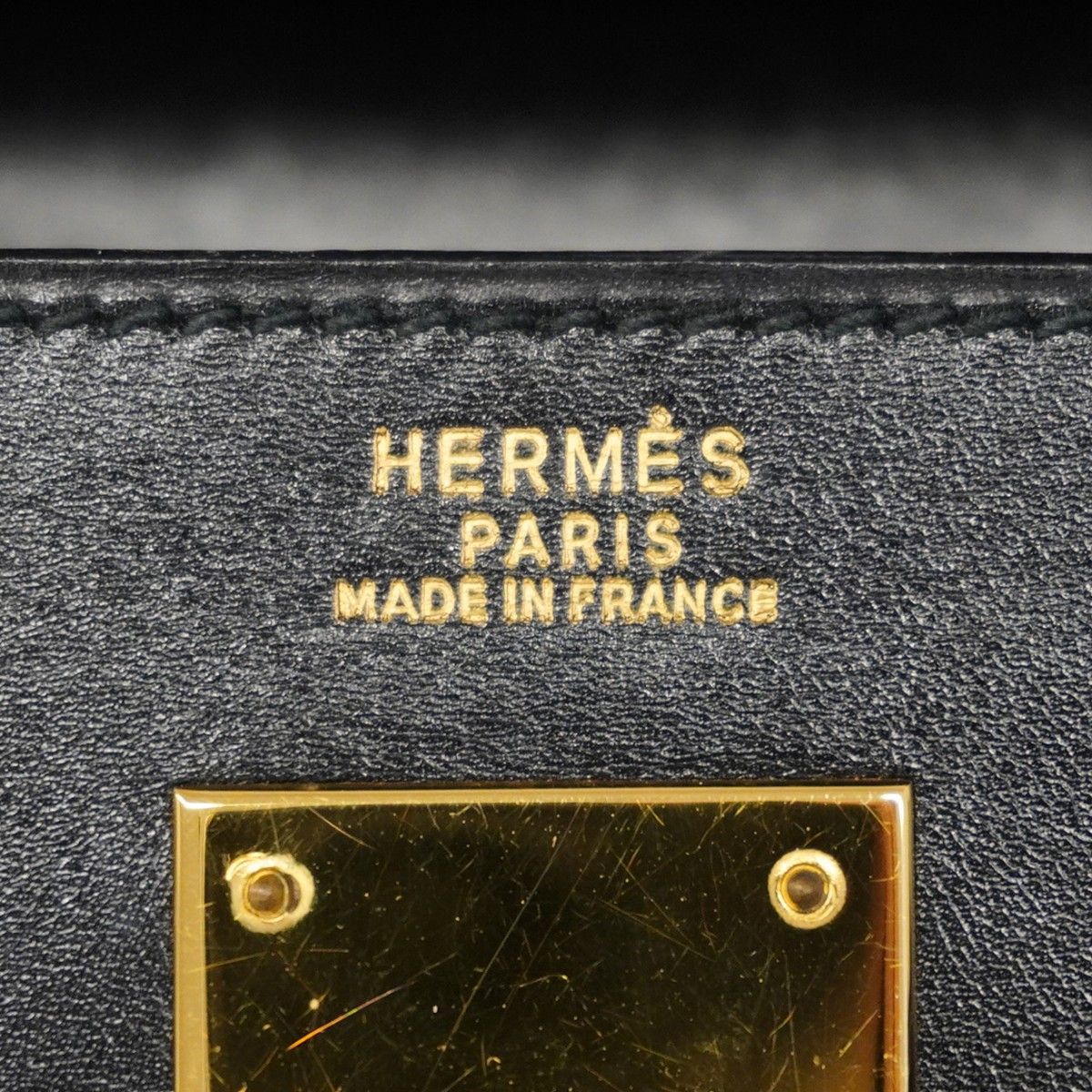 Hermes Handbag Kelly 32 Box Calf Black Gold 2-Way — view 5
