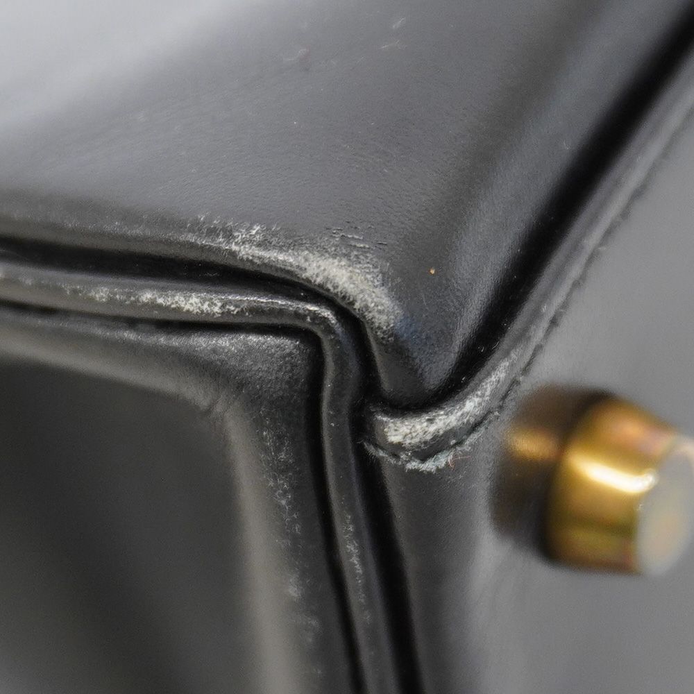 Hermes Handbag Kelly 32 Box Calf Black Gold 2-Way — view 7