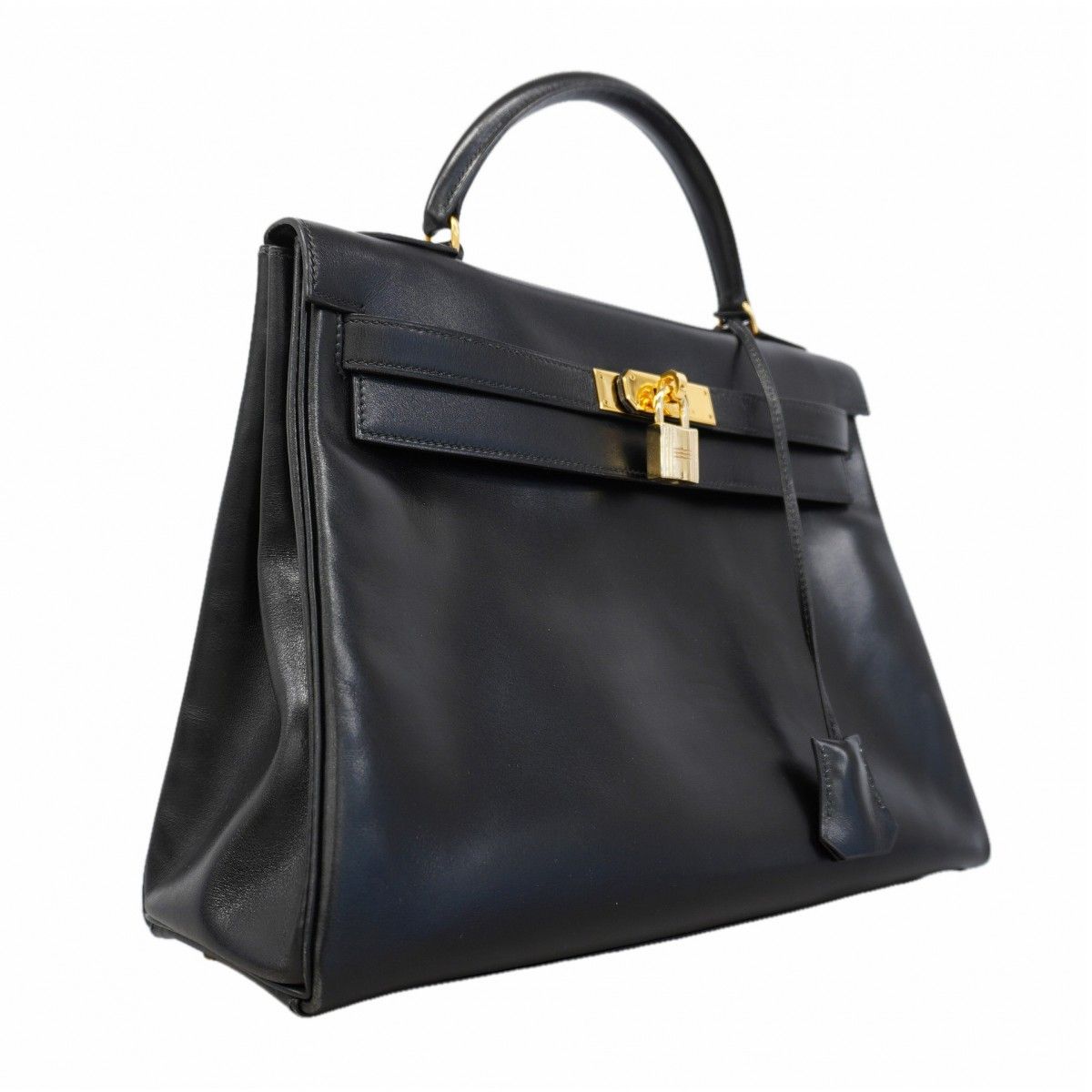 Hermes Handbag Kelly 32 Box Calf Black Gold 2-Way — view 2