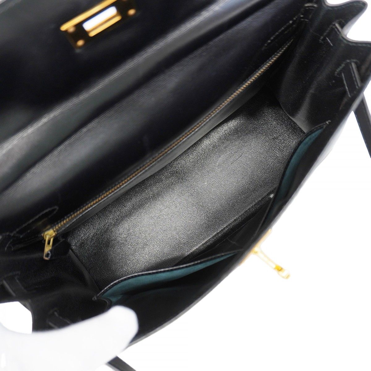 Hermes Handbag Kelly 32 Box Calf Black Gold 2-Way — view 4