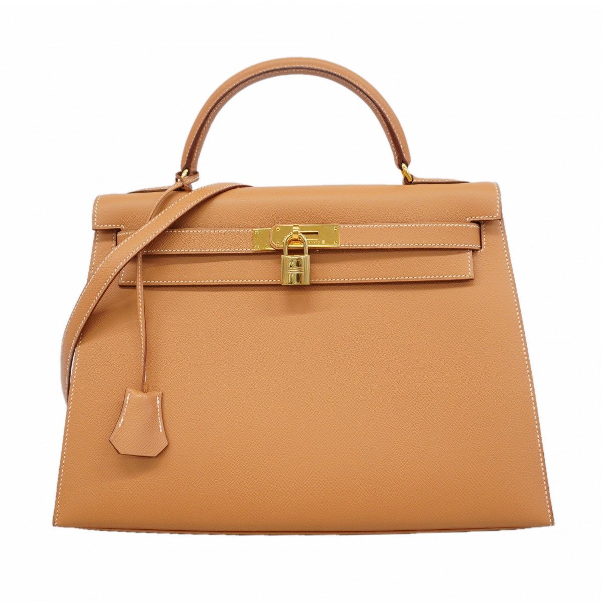 Hermes Handbag Kelly 32 Courchevel Gold 2-Way