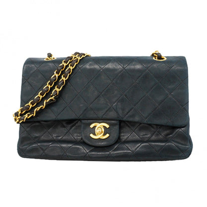 Chanel Shoulder Bag Quilted Lambskin Black Gold