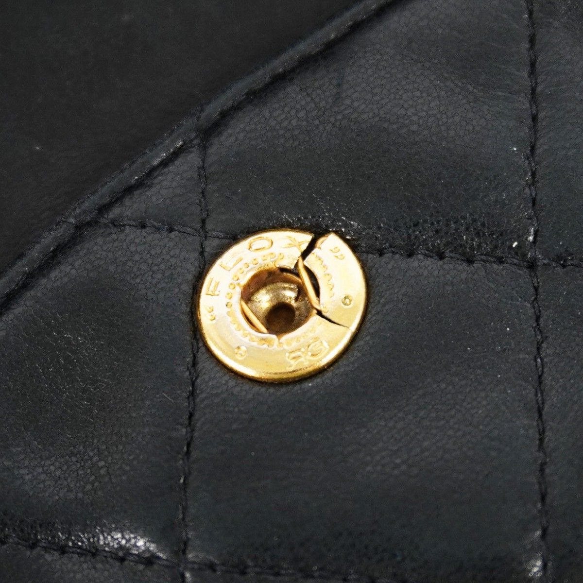 Chanel Shoulder Bag Quilted Lambskin Black Gold — view 6