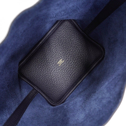 Hermes Handbag Picotin Lock PM Taurillon Clemence Blue Gold — view 4